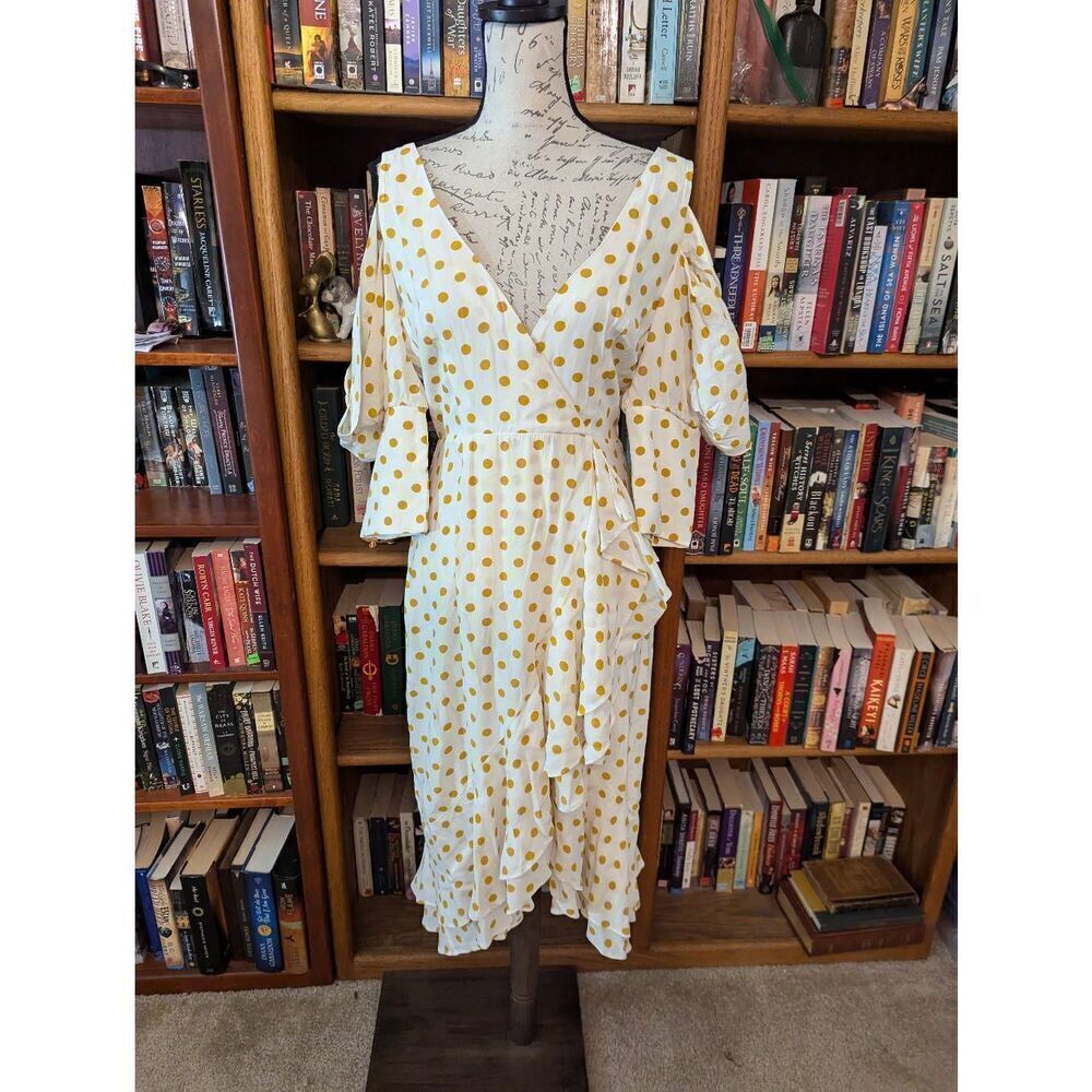 House of Harlow 1960 x REVOLVE Ginger Dress White Copper Polka Dot M $278